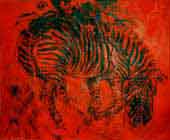 ROTES ZEBROID, 2000, Öl auf Leinwand, 100 x 120 cm