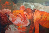 Sequenz orange, 2007, MT auf Leinwand, 100 x 150 cm